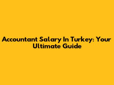 Accountant Salary In Turkey: Your Ultimate Guide