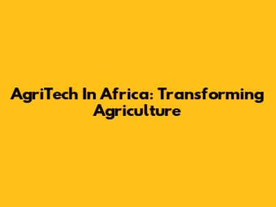 AgriTech In Africa: Transforming Agriculture