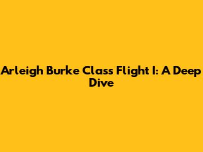 Arleigh Burke Class Flight I: A Deep Dive