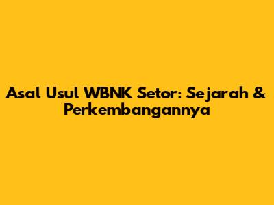 Asal Usul WBNK Setor: Sejarah & Perkembangannya