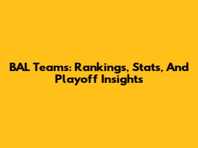 BAL Teams: Rankings, Stats, And Playoff Insights