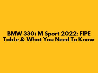 BMW 330i M Sport 2022: FIPE Table & What You Need To Know