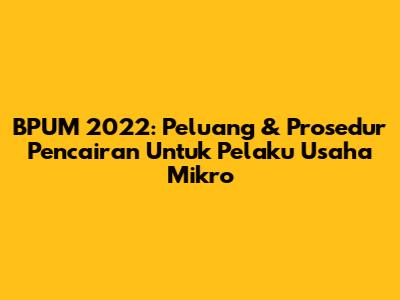 BPUM 2022: Peluang & Prosedur Pencairan Untuk Pelaku Usaha Mikro