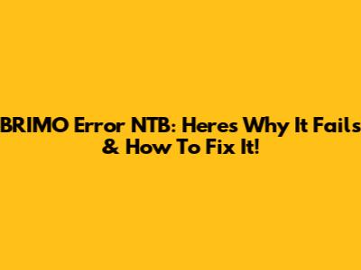 BRIMO Error NTB: Here's Why It Fails & How To Fix It!