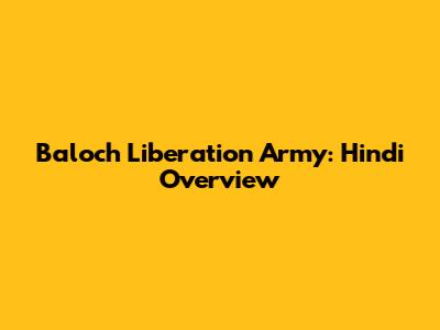 Baloch Liberation Army: Hindi Overview