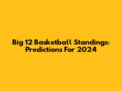 Big 12 Basketball Standings: Predictions For 2024