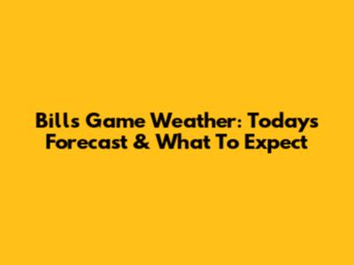 Bills Game Weather: Today's Forecast & What To Expect