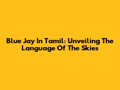 Blue Jay In Tamil: Unveiling The Language Of The Skies