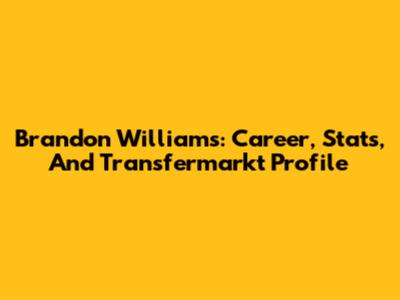Brandon Williams: Career, Stats, And Transfermarkt Profile