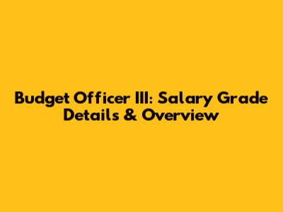 Budget Officer III: Salary Grade Details & Overview