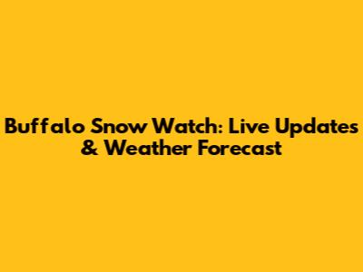 Buffalo Snow Watch: Live Updates & Weather Forecast