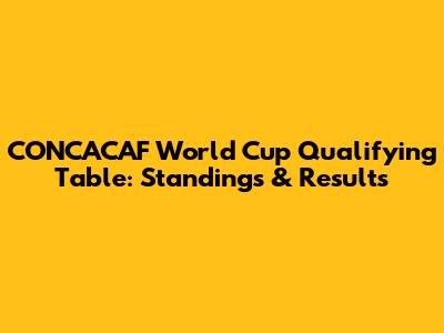 CONCACAF World Cup Qualifying Table: Standings & Results