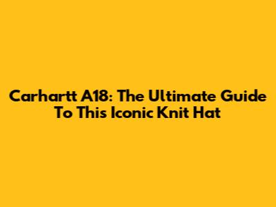 Carhartt A18: The Ultimate Guide To This Iconic Knit Hat