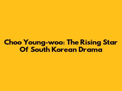 Choo Young-woo: The Rising Star Of South Korean Drama