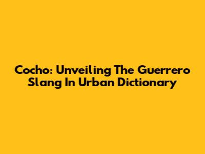 Cocho: Unveiling The Guerrero Slang In Urban Dictionary
