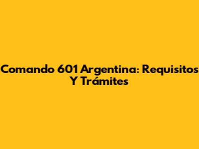Comando 601 Argentina: Requisitos Y Trámites