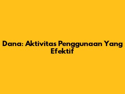 Dana: Aktivitas Penggunaan Yang Efektif