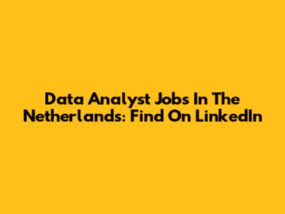 Data Analyst Jobs In The Netherlands: Find On LinkedIn