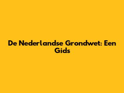 De Nederlandse Grondwet: Een Gids