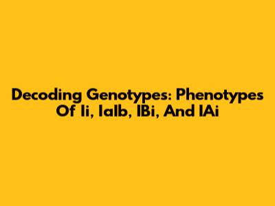Decoding Genotypes: Phenotypes Of Ii, IaIb, IBi, And IAi
