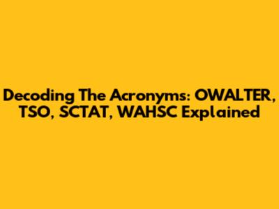 Decoding The Acronyms: OWALTER, TSO, SCTAT, WAHSC Explained