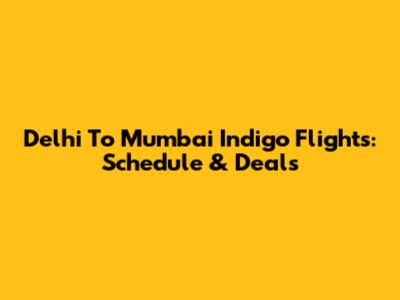 Delhi To Mumbai Indigo Flights: Schedule & Deals