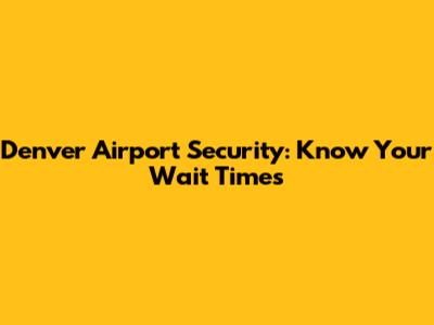 Denver Airport Security: Know Your Wait Times