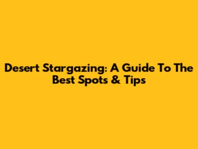 Desert Stargazing: A Guide To The Best Spots & Tips