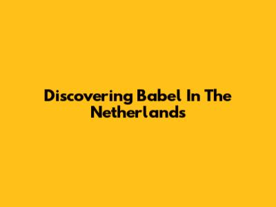 Discovering Babel In The Netherlands