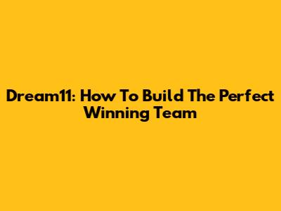 Dream11: How To Build The Perfect Winning Team