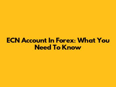 ECN Account In Forex: What You Need To Know