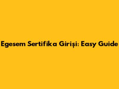 Egesem Sertifika Girişi: Easy Guide