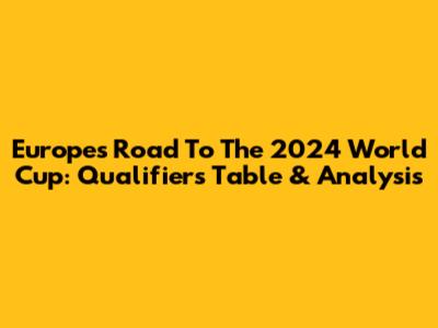 Europe's Road To The 2024 World Cup: Qualifiers Table & Analysis