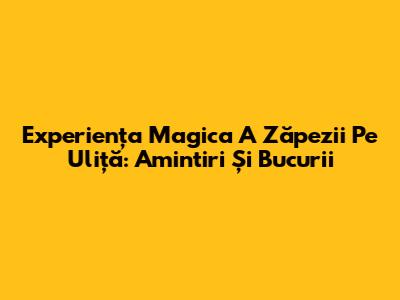Experiența Magica A Zăpezii Pe Uliță: Amintiri Și Bucurii