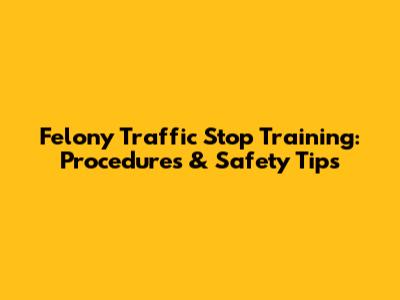 Felony Traffic Stop Training: Procedures & Safety Tips