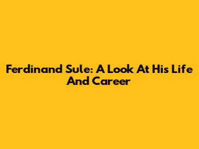 Ferdinand Sule: A Look At His Life And Career