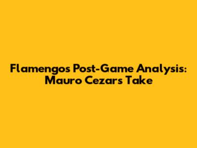 Flamengo's Post-Game Analysis: Mauro Cezar's Take
