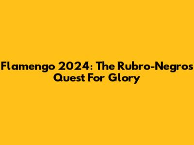 Flamengo 2024: The Rubro-Negro's Quest For Glory