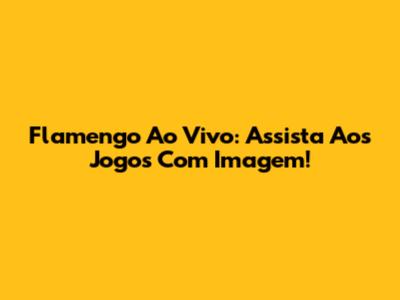 Flamengo Ao Vivo: Assista Aos Jogos Com Imagem!