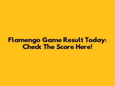 Flamengo Game Result Today: Check The Score Here!