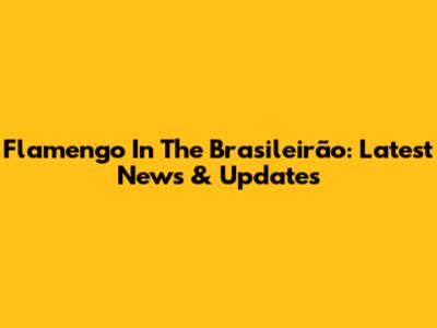 Flamengo In The Brasileirão: Latest News & Updates
