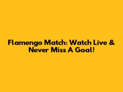 Flamengo Match: Watch Live & Never Miss A Goal!