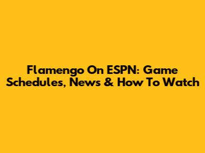 Flamengo On ESPN: Game Schedules, News & How To Watch