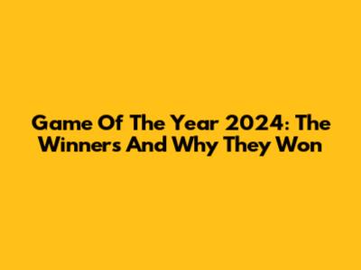 Game Of The Year 2024: The Winners And Why They Won