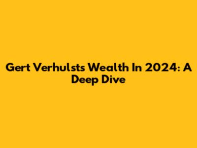 Gert Verhulst's Wealth In 2024: A Deep Dive