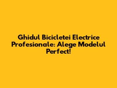 Ghidul Bicicletei Electrice Profesionale: Alege Modelul Perfect!