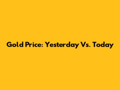 Gold Price: Yesterday Vs. Today