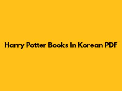 Harry Potter Books In Korean PDF
