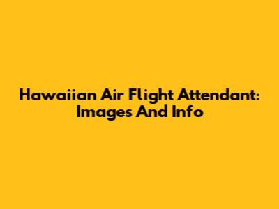 Hawaiian Air Flight Attendant: Images And Info
