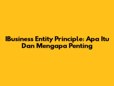 IBusiness Entity Principle: Apa Itu Dan Mengapa Penting